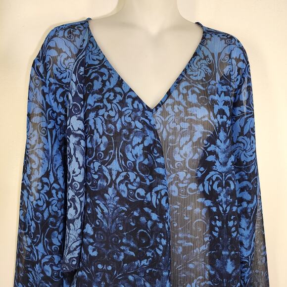 Catherines Women Blouse Size 2X 3/4 Sleeve Sheer Pullover Asymmetric Sash Career - Picture 3 of 11